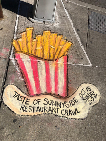 French Fries Chalk Art Chalk Mural Chalk Artist Sunnyside Shines Tate of Sunnyside Queens NYC Allison Luci Allie for the Soul