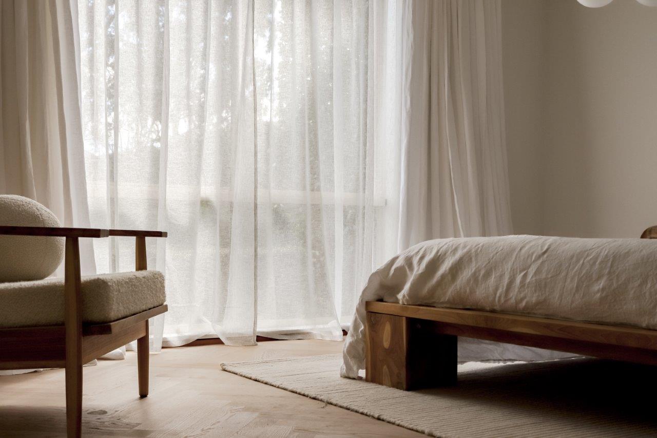 Kyoto Bed and Lillian boucle chair