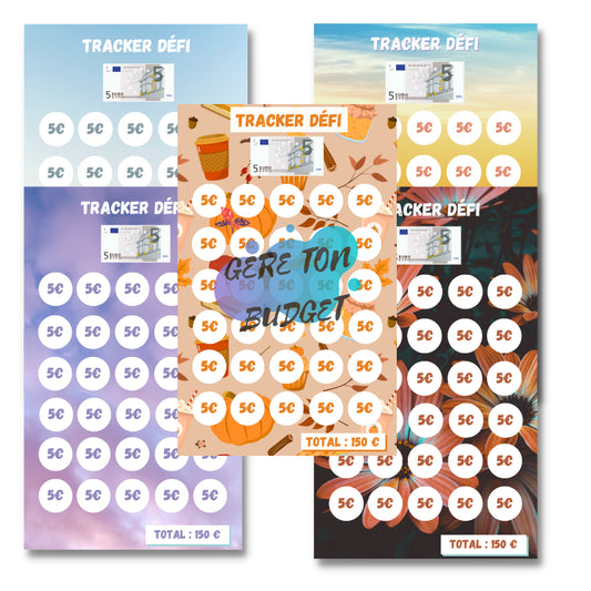 Trackers défi 10€ plastifiés / A6