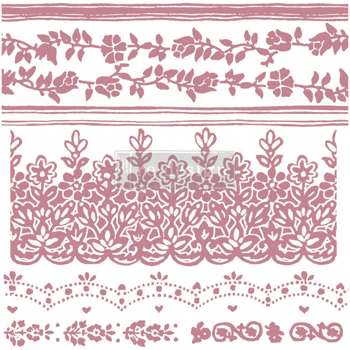 FLORAL BORDERS – 12″X12″ (7 PCS) Decor Stamps by redesign with Prima!
