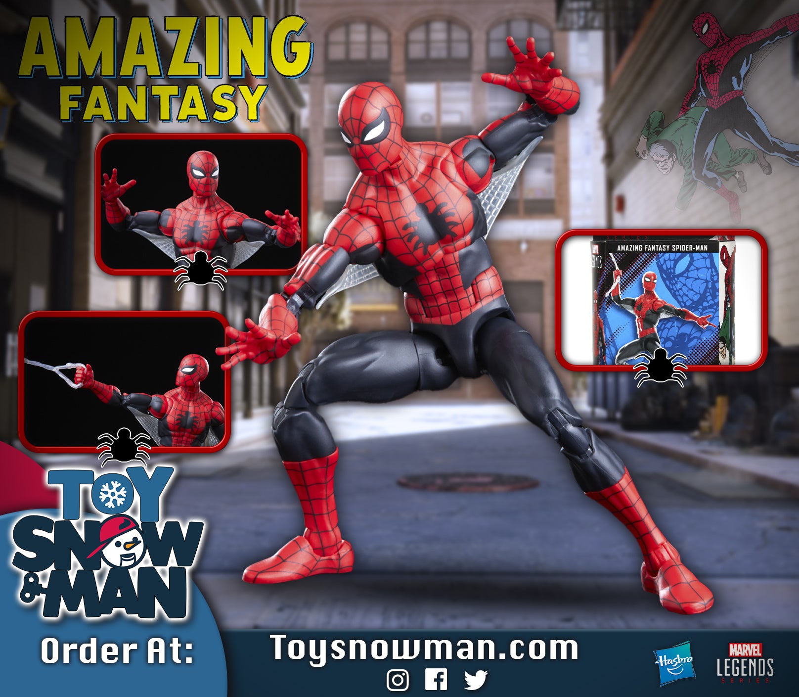 Marvel Legends Series Spider-Man 60th Anniversary Amazing Fantasy Spider-Man  6-Inch Action Figures, 9 Accessories - Marvel