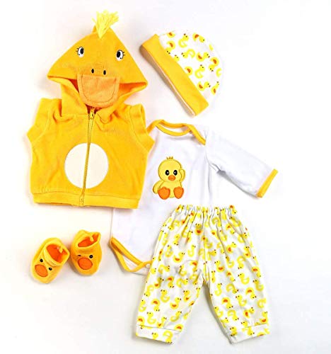 Reborn Dolls Clothes 22 inch Outfit Accessories Yellow Duck 5pcs Set for 20-22 Inch Baby Doll Newborn Girl&Boy