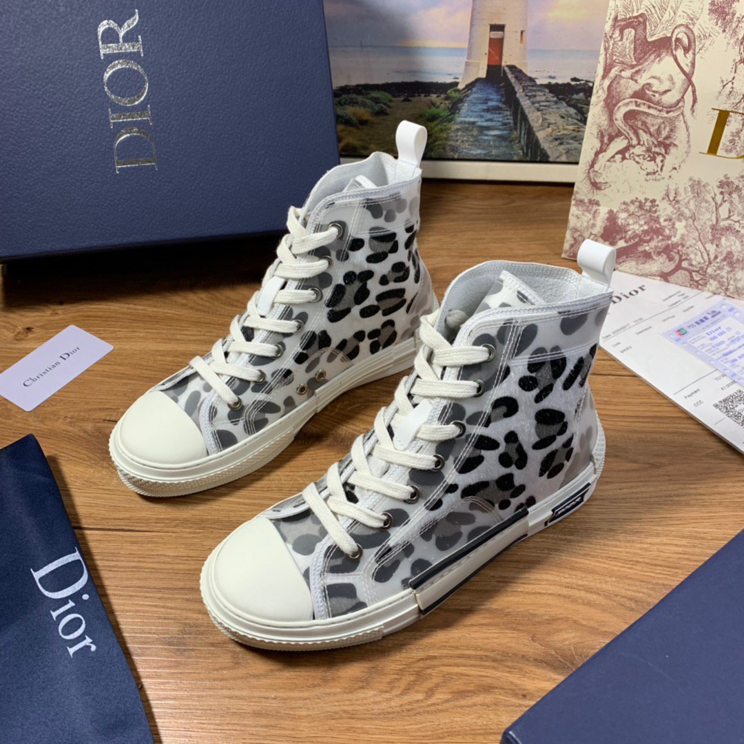 Dior Men's Oblique Canvas B23 Fashion High Top Sneakers Shoe