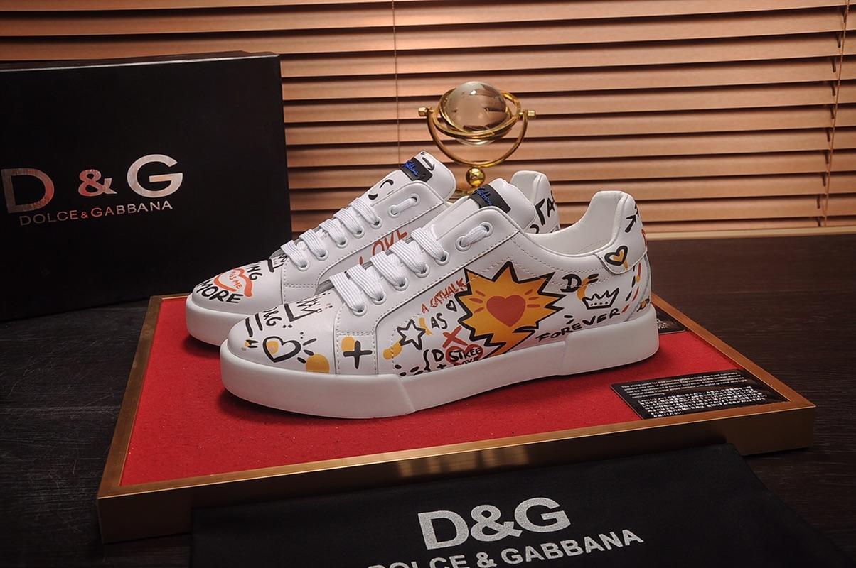 D&G Dolce & Gabbana Men's Leather Fashion Sneakers S