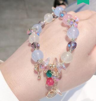 Girl lovely Moonstone micro inlaid love lock key bracelet bracelet Jewelry