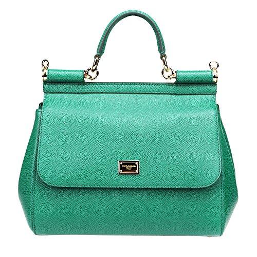 DOLCE & GABBANA womens leather hand bag SICILY green