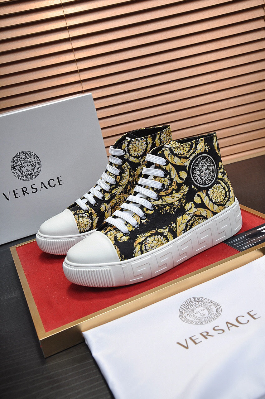 Versace Men's 2022 NEW ARRIVALS Greca High Top Sneakers Shoes