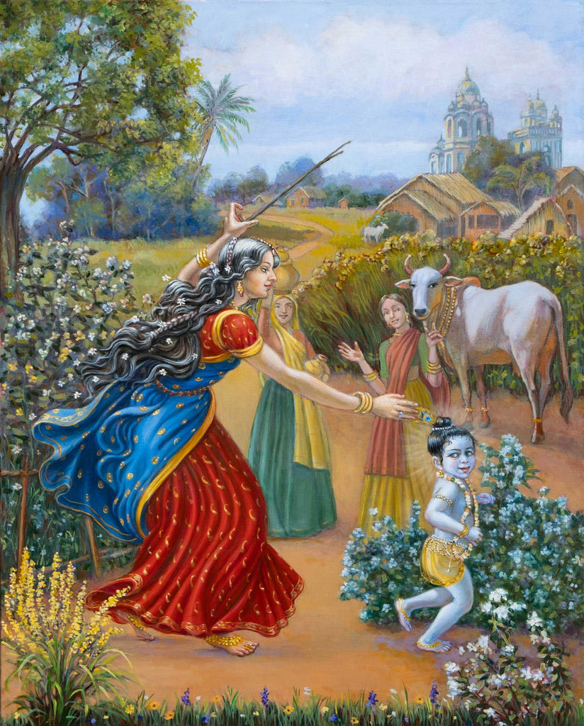 Mother Yashoda Chasing Baby Krishna – Dominique Amendola Fine Art