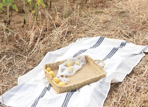 Turkish Towels and Woven Tray