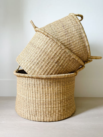 Handwoven Bolga Floor Baskets from Ghana