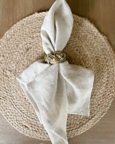 Jute Placemat with Linen Napkin and Woven Napkin Ring