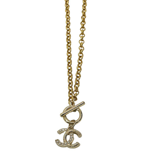 Chanel Classic. Reworked Gold CC Pendant Necklace 18 Inches