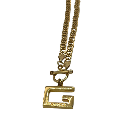 Authentic Chanel Black CC Pendant | Reworked Gold 17 Necklace