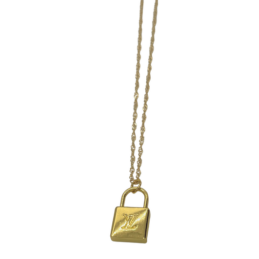 Rework Louis Vuitton Gold Lock With Key on Necklace