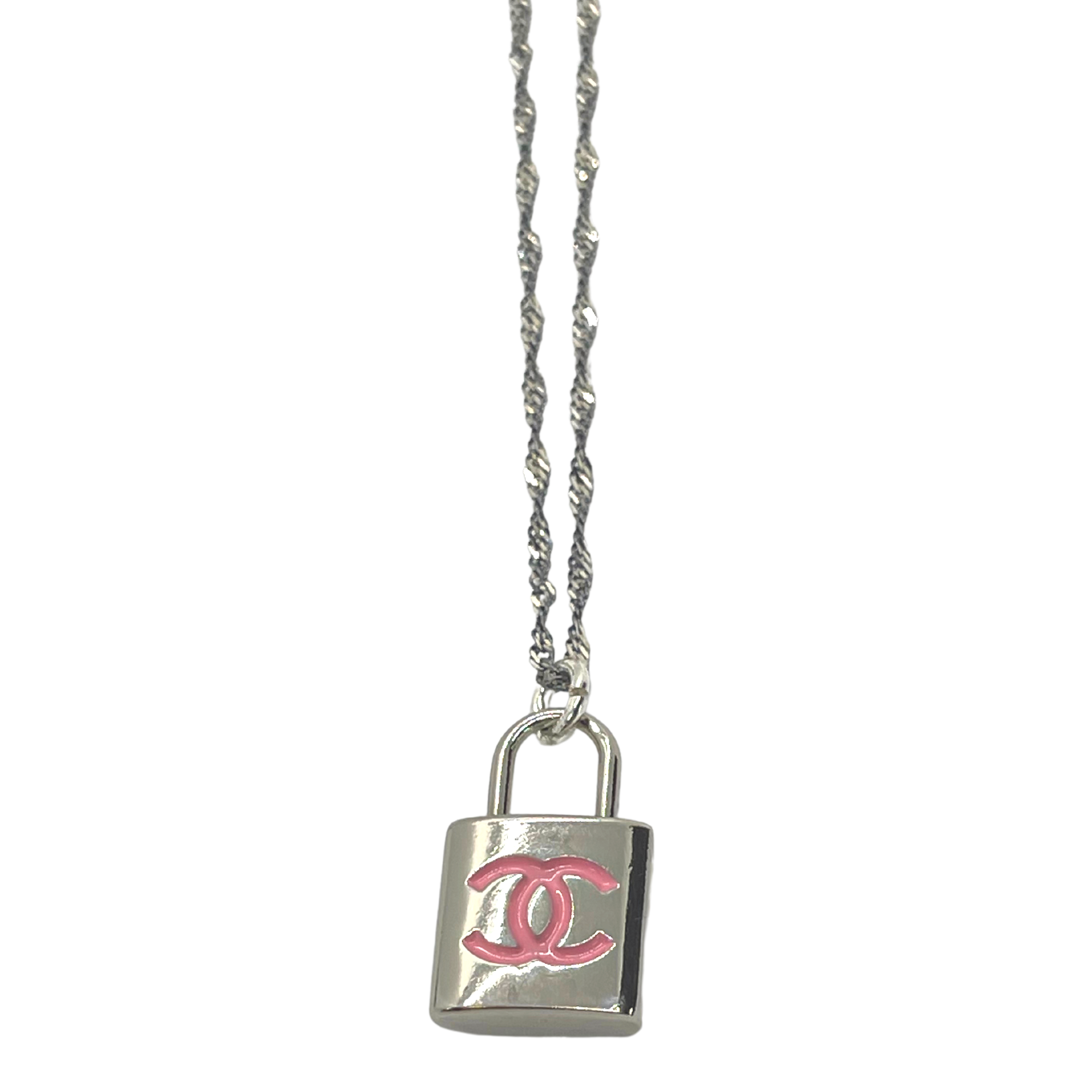 Chanel Chanel Silver Tone Lock and Key Pendant Top Necklace