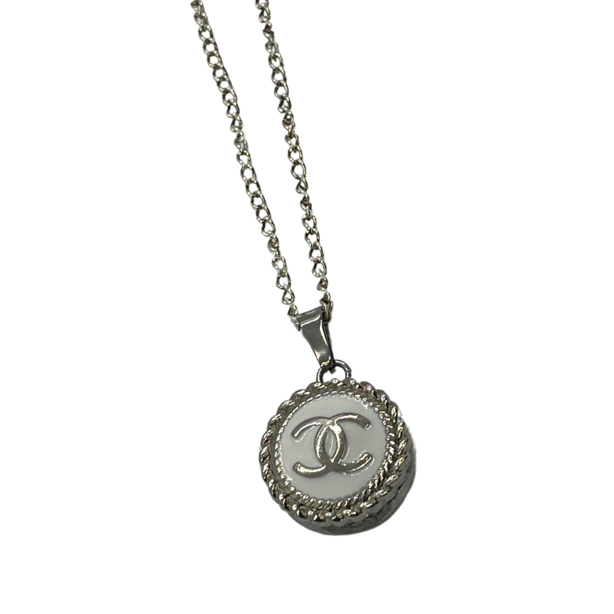 Preowned Chanel Interlocking C Necklace 560  liked on Polyvore  featuring jewelry necklaces silver pre owned jew  Chanel pendant  Necklace Chanel necklace