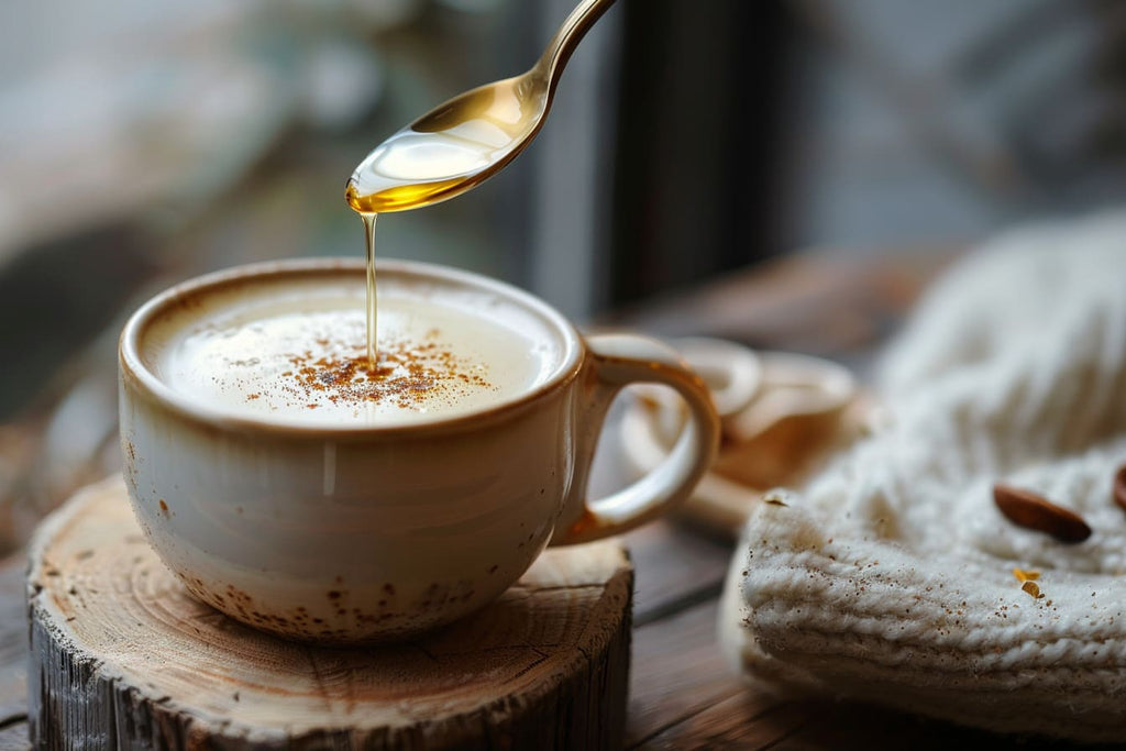 olive oil being drizzled in latte coffee