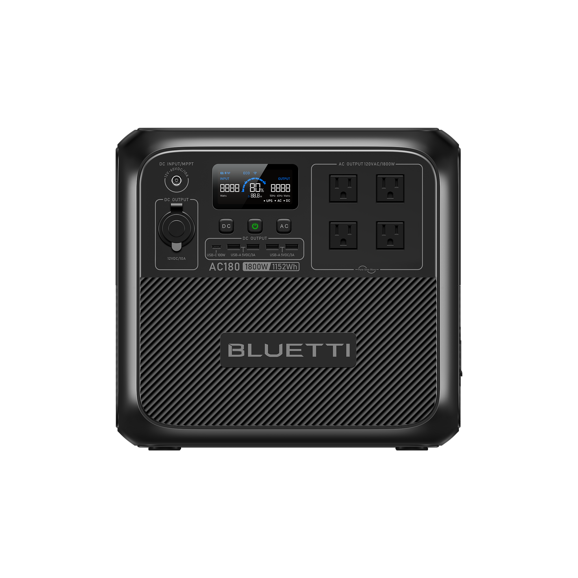 BLUETTI AC180 Solar Portable Power Station / 1,800W 1,152Wh / Flexible 4 Recharging Ways (AC/Solar/Car/Generator) AC180 / 1800W, 1152Wh, Power Station