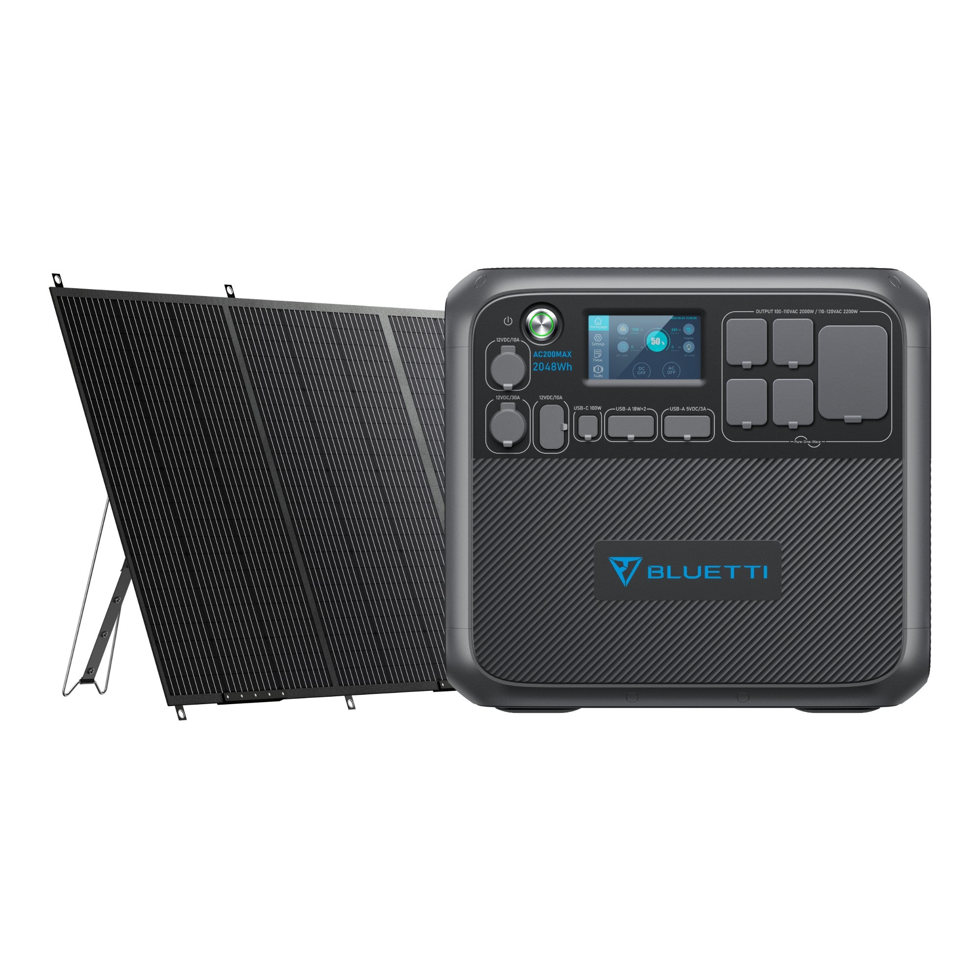 BLUETTI AC200MAX Expandable Power Station / 2,200W AC Pure Sine Wave Inverter 2, 048Wh, LiFePO4 Lithium Battery AC200MAX+PV380 / 2,200W,2048Wh,380W