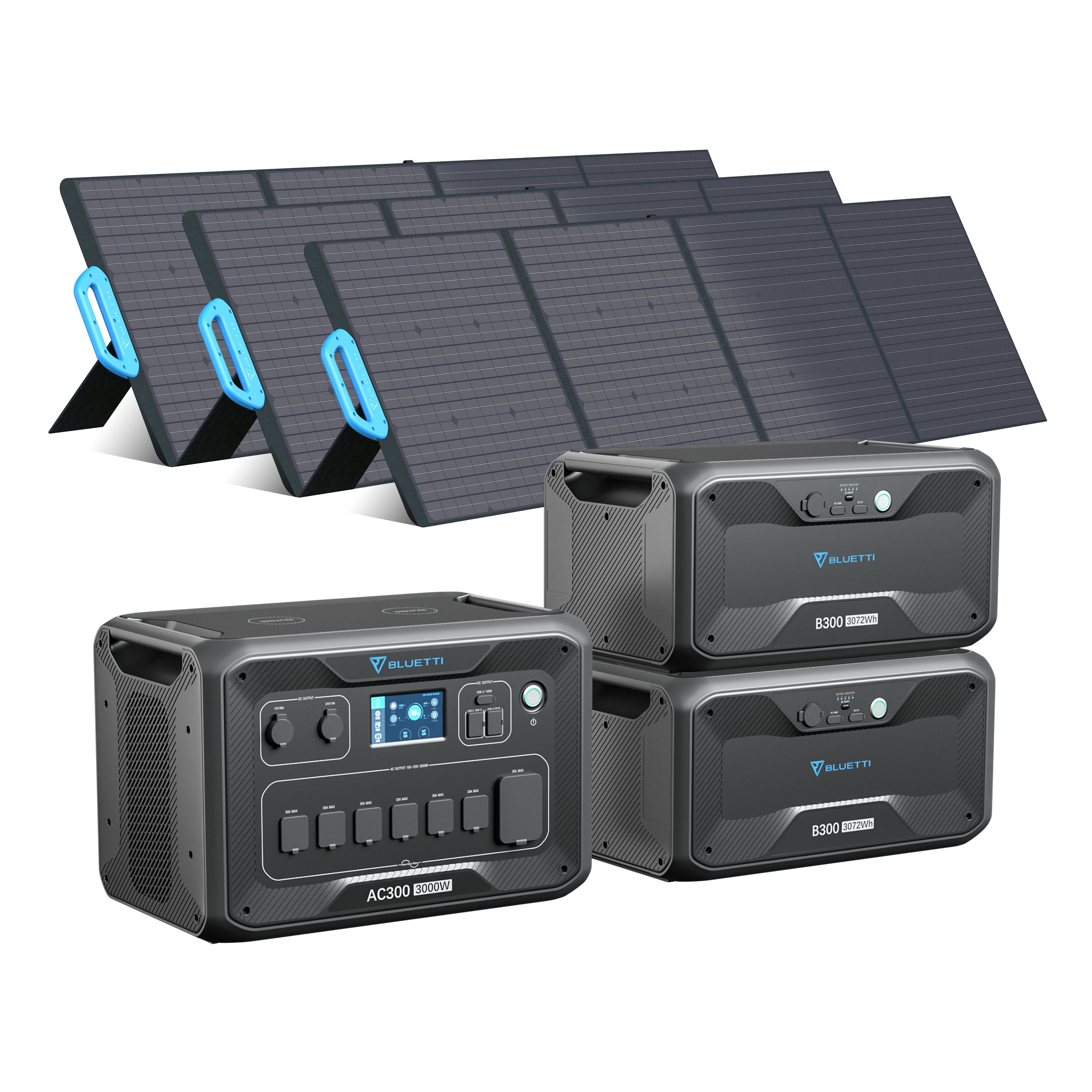 BLUETTI AC300 + 2*B300 + 3*PV200 / Home Battery Backup Grid-tied System, Solar Generator Panel Kit