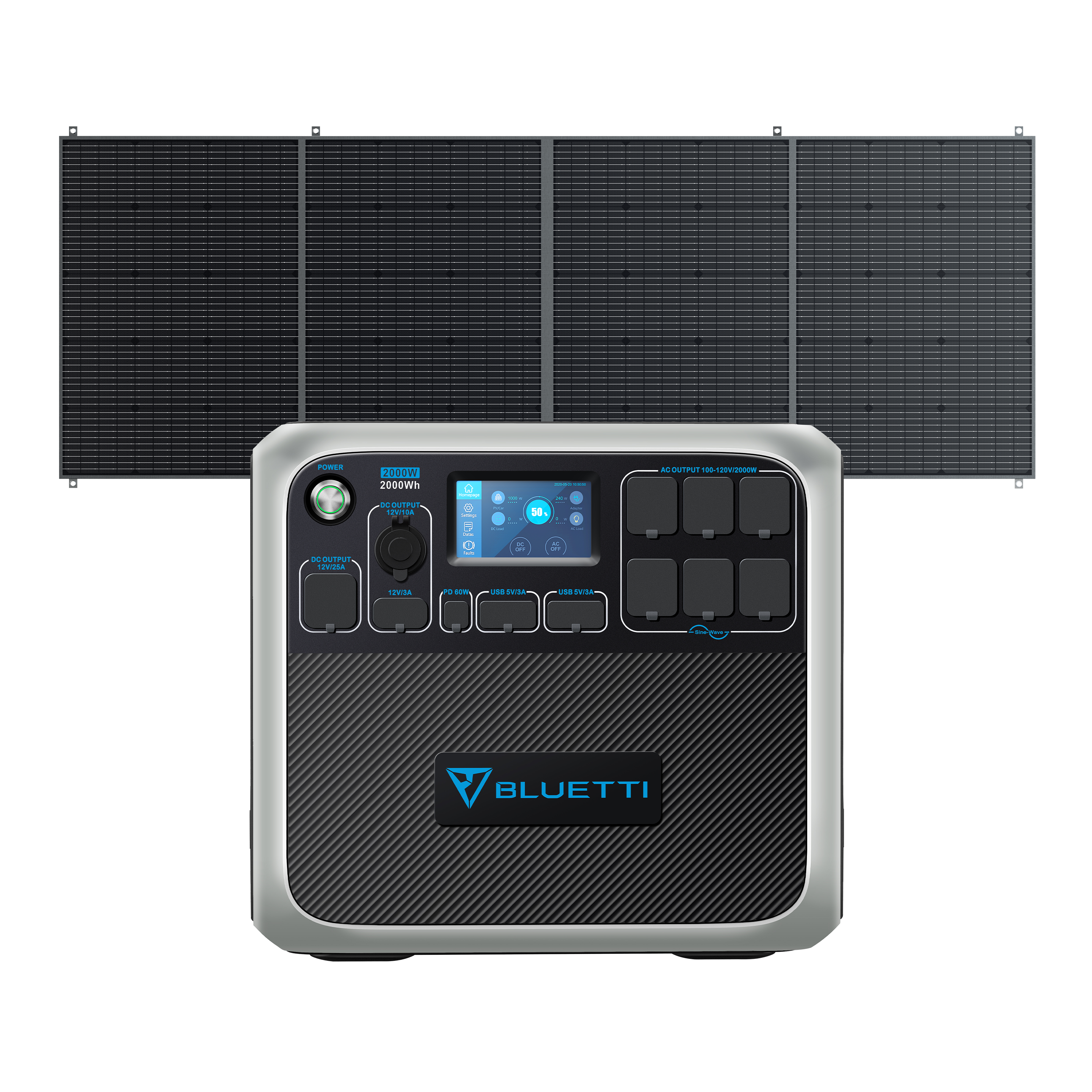 Bluetti AC200P Portable Power Station, Solar Generator, 2000W 2000Wh, AC200P+PV420 / 2000W, 2000Wh, 420W Solar Kit