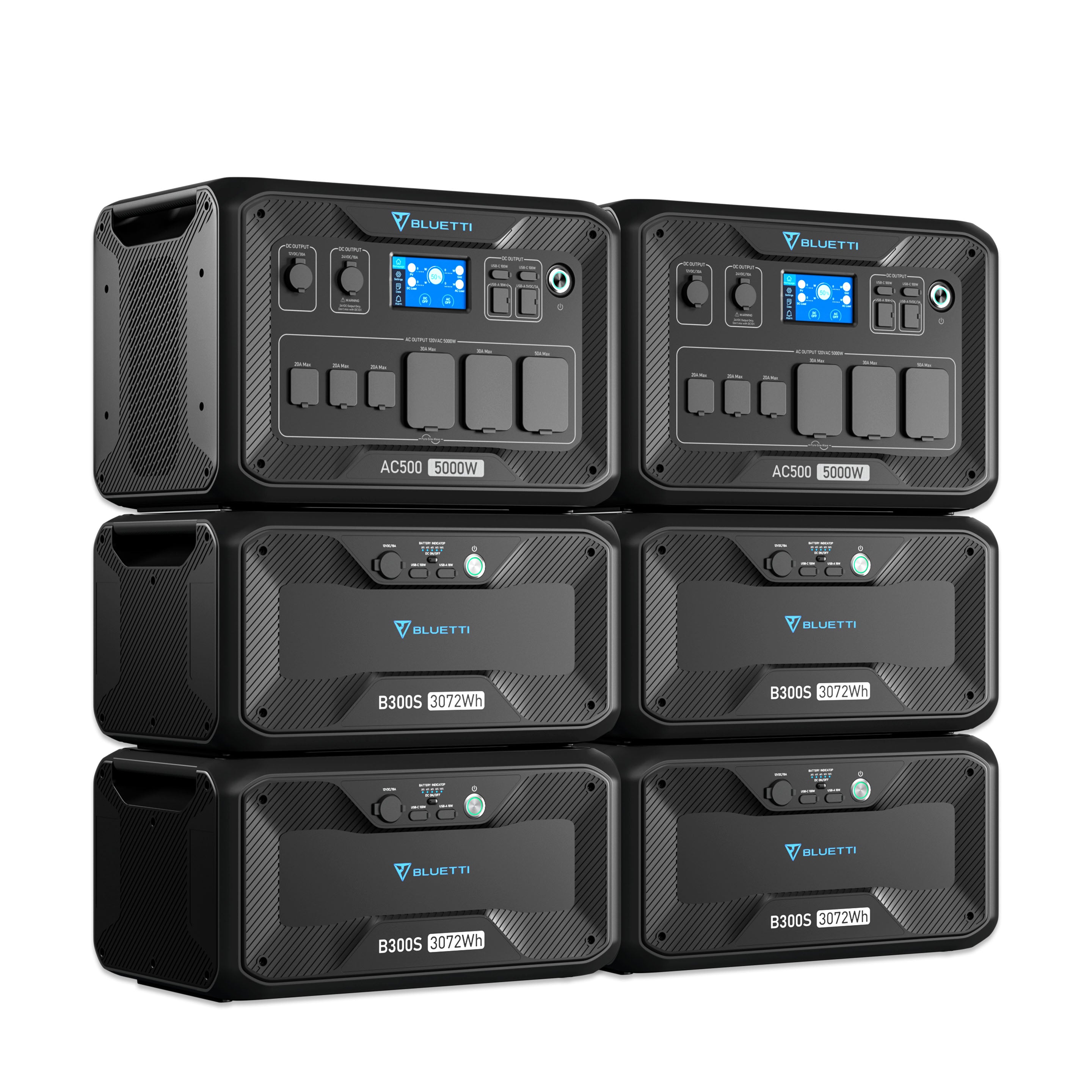 BLUETTI AC500 + B300S / Home Battery Backup, 2*AC500+4*B300S /10000W, 12288Wh Power Kit