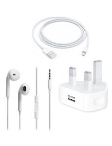 Apple Accessory UK Power Adapter and Lightning Cable with 3.5mm Earpods Bundle White Brand New