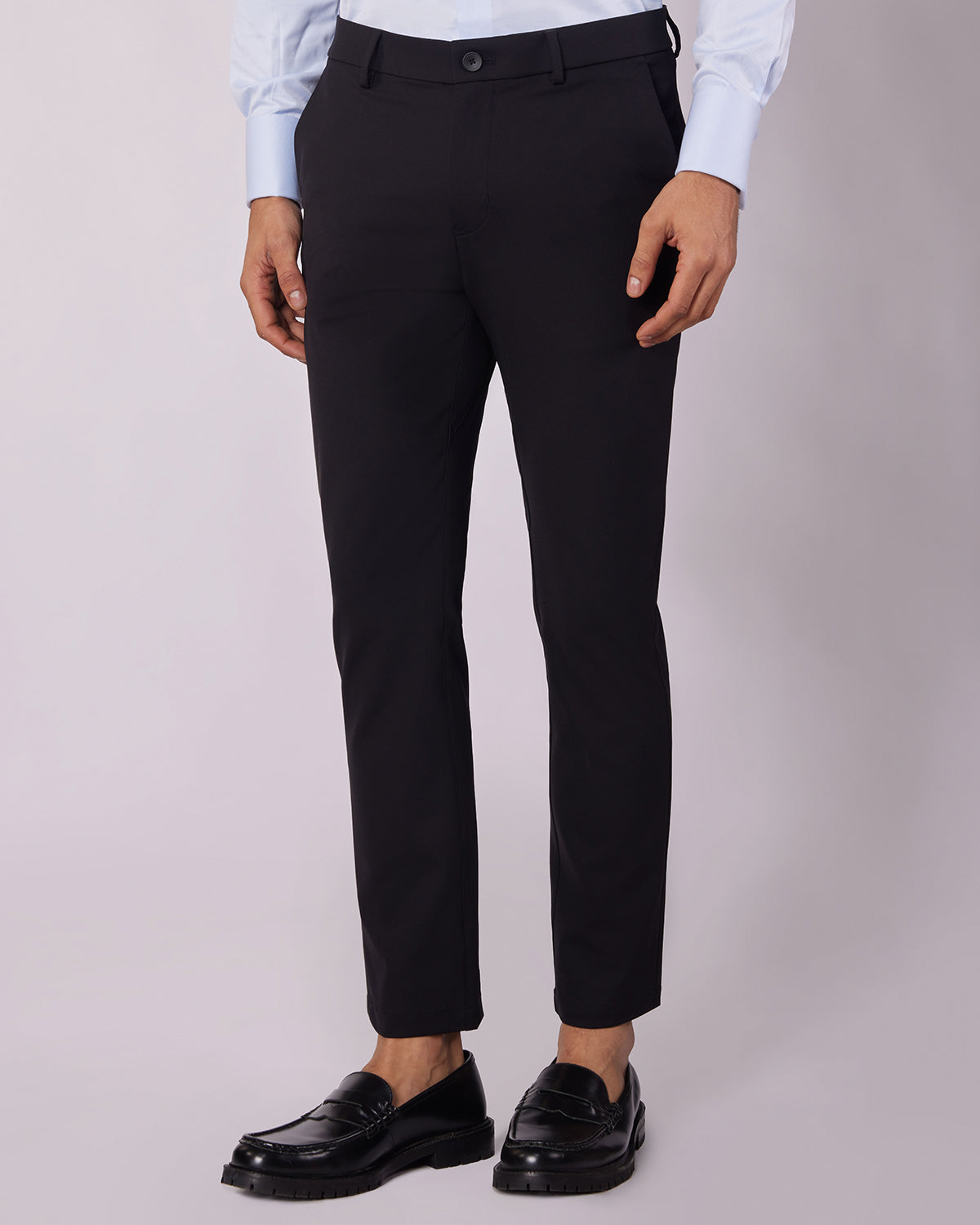 Black Heavy Brushed Cotton Stretch Dress Pant - Custom Fit