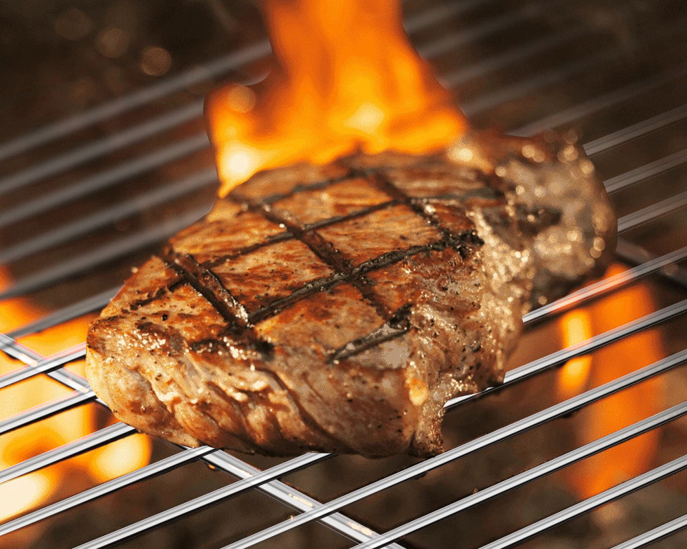 Grill Marks for Steaks on a Stainless Steel Grill