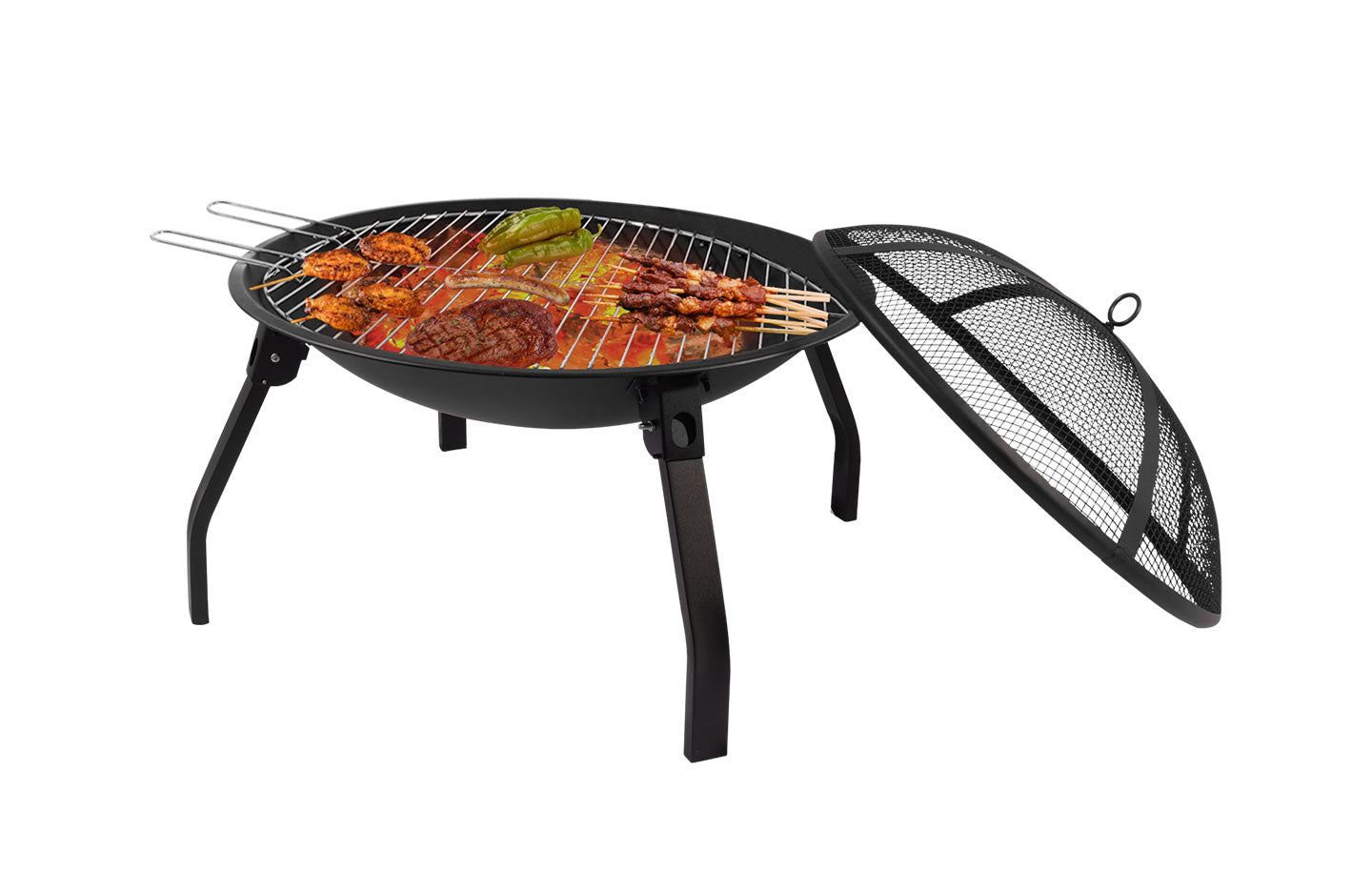 Product photograph of Round Charcoal Bbq Grill Foldable Fire Pit Heater For Outdoor Garden Camping from RattanTree