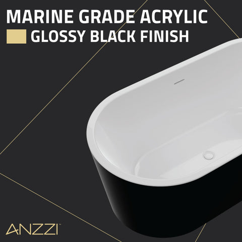 Yinzanw 67 Acrylic Bathtub, Freestanding Bathtub Tap Deck, cUPC Certified,  Integrated Removable Tub Drain with Glossy White Finish (YI-6270) 