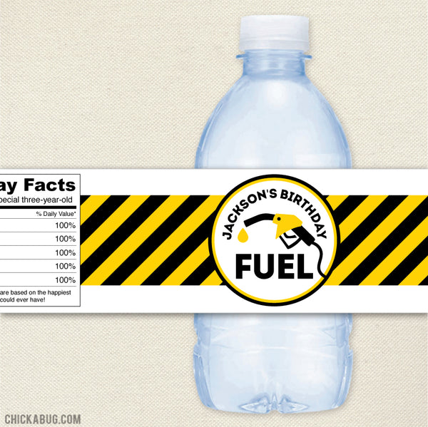 Race Car Fuel Birthday Water Bottle Labels – Chickabug