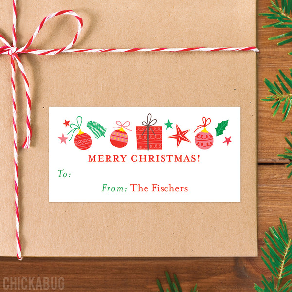 Personalized Holly and Stars Merry Christmas Gift Labels – Chickabug