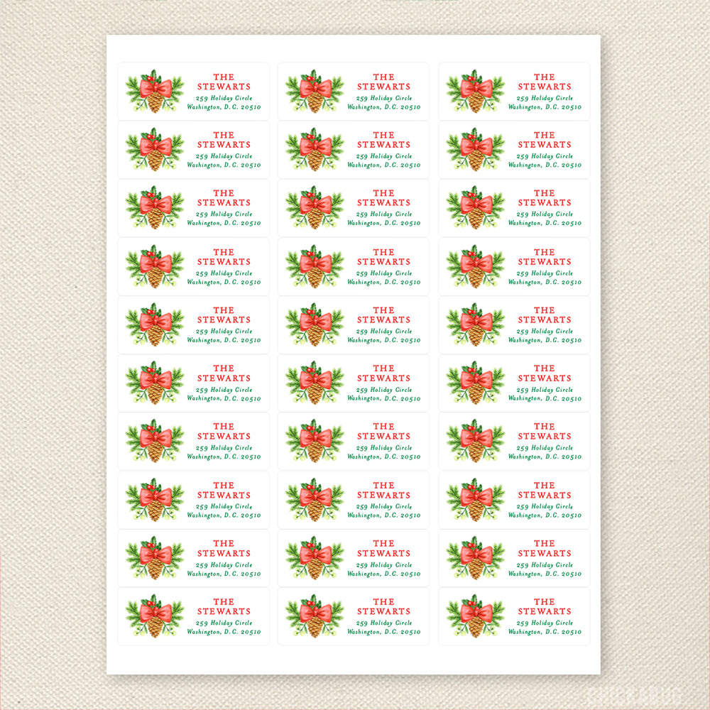 Personalized Christmas Pinecone and Holly Return Address Labels – Chickabug