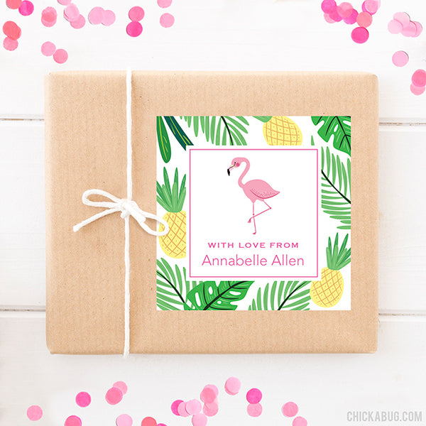 Flamingo Rectangular Personalized Christmas Gift Labels – Chickabug