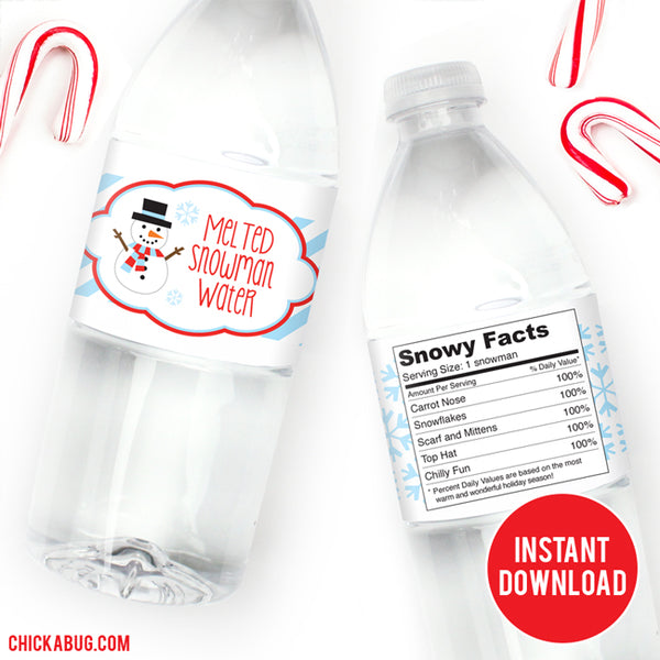 Christmas Water Bottle Labels – INSTANT DOWNLOAD