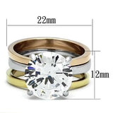 Jewellery Kingdom Ladies Set Solitaire 7 Carat Rose Stainless Steel Wedding Bands Ring (Gold) - Jewelry Rings - British D'sire