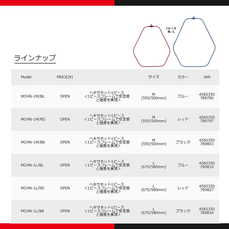 メジャークラフト ヘキサネット MCHN-1M BK ネット・ギャフ