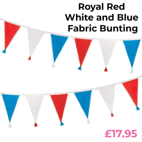 royal red, white and blue fabric bunting