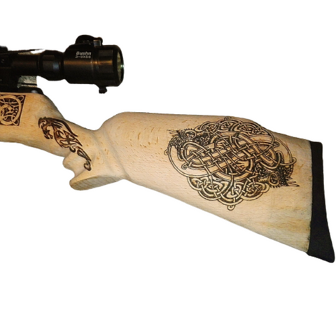 Bam B4 SMK B4 Viking Norse Gun Stock Engraving by Retrosheep.com #Airgun​ #Viking​ #Retrosheep