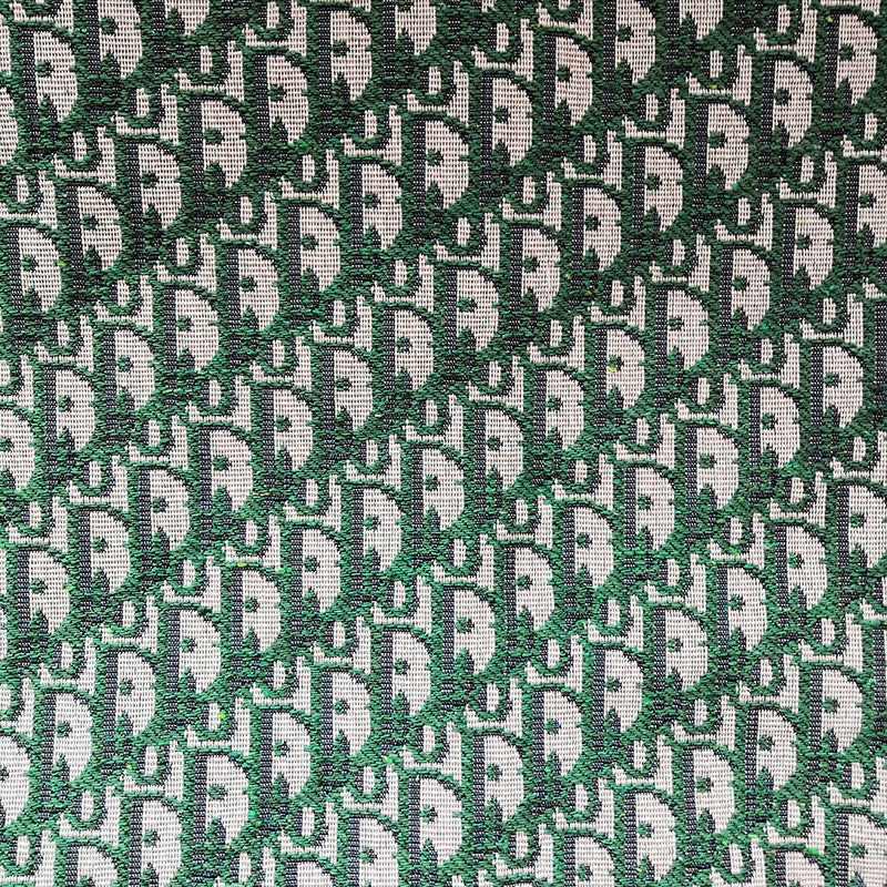 Green Jacquard Designer Fabric, CD Monogram Fabric For Custom Shoes Di ...