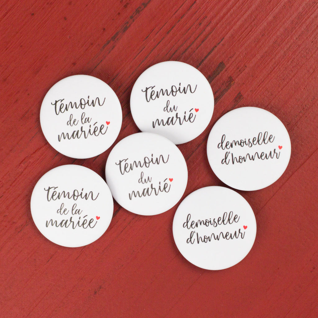 Accessoire Mariage 6 Badges Témoins Des Mariés And Demoiselles Te Whaka 