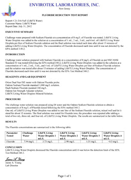 FLUORIDE REDUCTION TEST REPORT