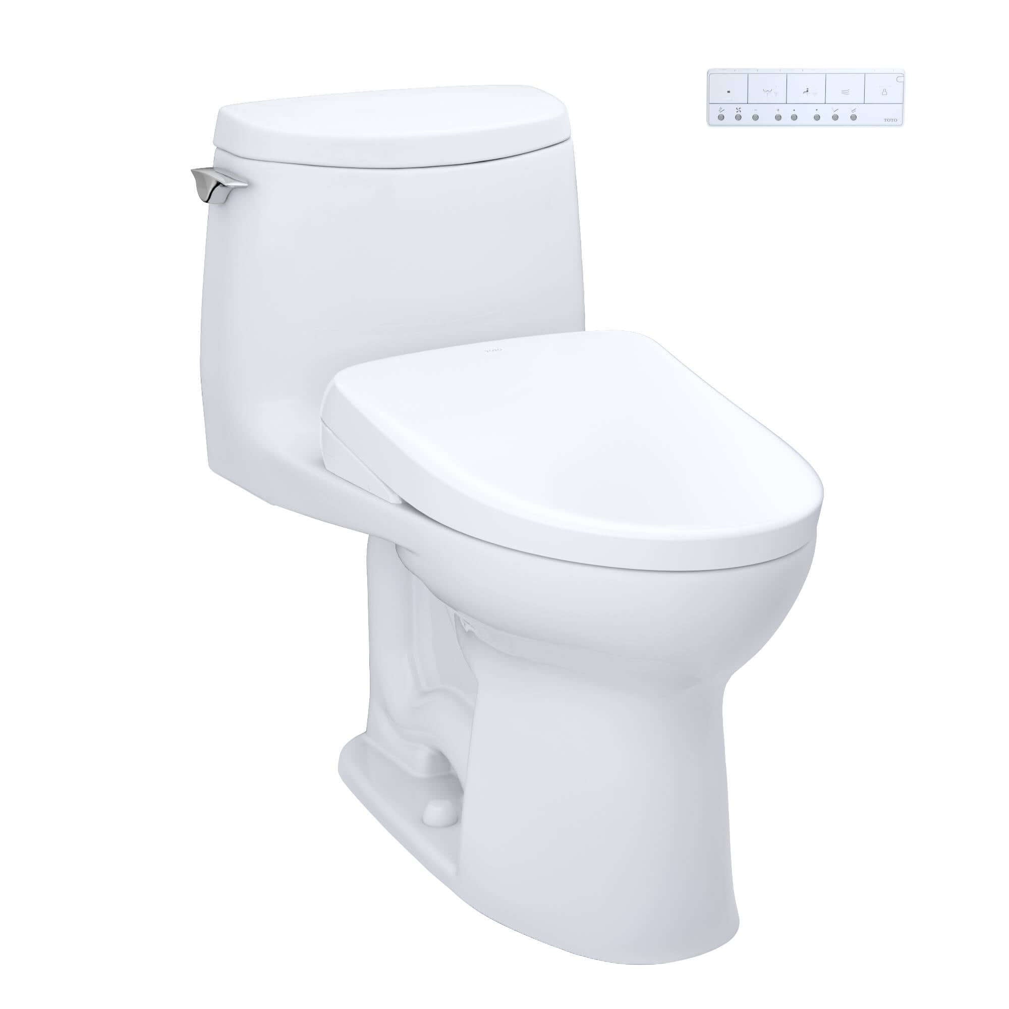 TOTO UltraMax II 1G One-Piece 1.0 GPF Universal Height Toilet with S7 Contemporary Bidet Seat MW6044726CUFG#01 - EverFlow Bidets