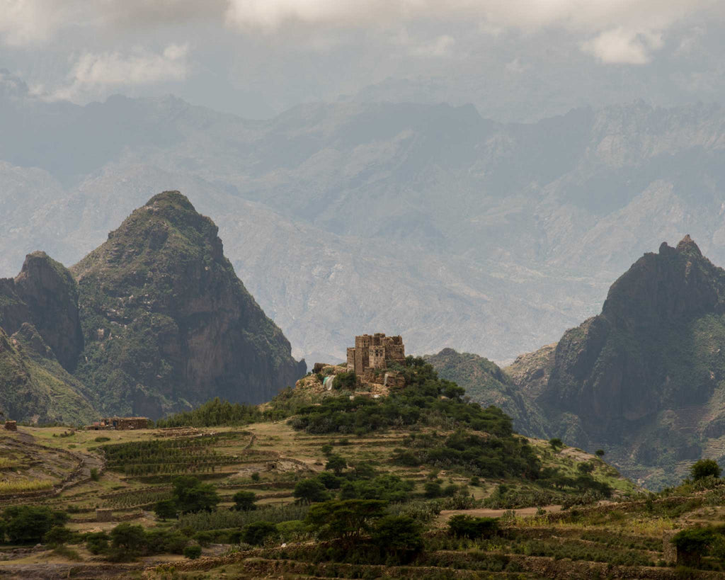 The mountains of Yemen where coffee is grown