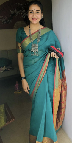 Oxidised Jewellery with Saree for Office