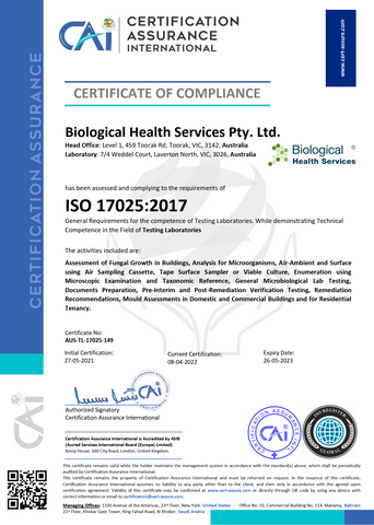ISO 17025-2017 certification for mould.net.au 