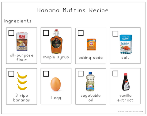 Montessori visual recipes for kids, toddlers