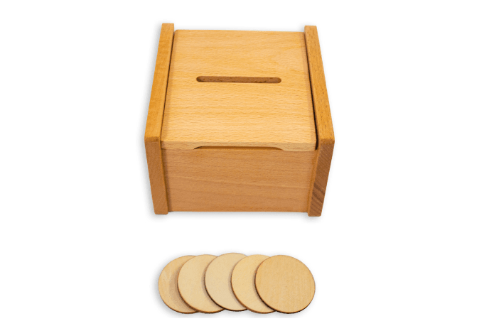 Slotted Box with Chips - The Montessori Room, Toronto, Ontario, Canada, Montessori material, Montessori toy, fine motor toy, early development toy, wooden toy