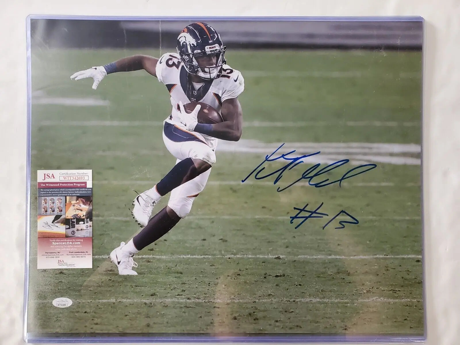 Kj Hamler Autographed Signed Denver Broncos 16X20 Photo Jsa Coa